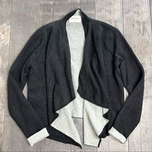 Aritzia Black & Light Gray Reversible Open-Front Cardigan Sweater